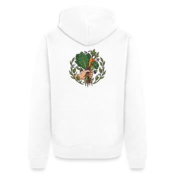 Carottes et légumes racines à la main de récolte - Veste à capuche bio Premium Unisexe - blanc - Dos - Thijin (182cm)