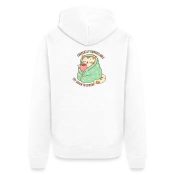 Kitten in a Blanket with a Cup of Cocoa - Unisex Premium Organic Zip Hoodie - white - Back - Thijin (182cm)