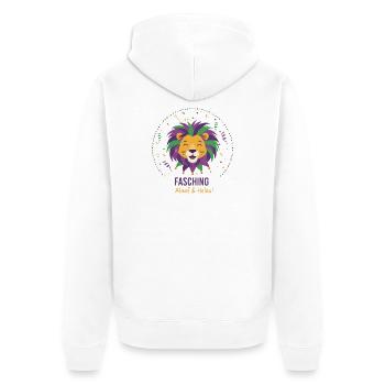 Partylöwe Fasching - Unisex Premium Bio Zip Hoodie - Weiß - Hinten - Thijin (182cm)