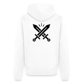 Gekreuzte Schwerter Wappen - Unisex Premium Bio Zip Hoodie - Weiß - Hinten - Thijin (182cm)