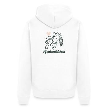 Pferdemädchen und Pferdefreund Linienkunst - Unisex Premium Bio Zip Hoodie - Weiß - Hinten - Thijin (182cm)