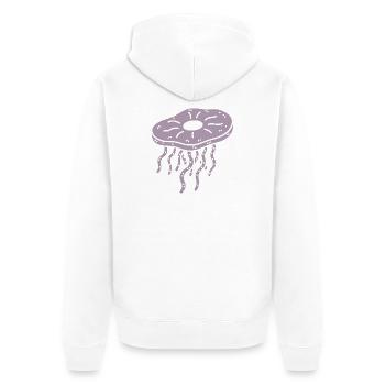 Minimalist Kombucha SCoby Tea Jellyfish - Unisex Premium Organic Zip Hoodie - white - Back - Thijin (182cm)