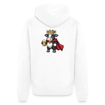 Kuh König Bier - Unisex Premium Bio Zip Hoodie - Weiß - Hinten - Thijin (182cm)
