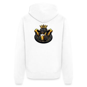 Schlange Kobra Bier König - Unisex Premium Bio Zip Hoodie - Weiß - Hinten - Thijin (182cm)