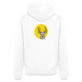 Deer head in the yellow circle - Unisex Premium Organic Zip Hoodie - white - Back - Thijin (182cm)