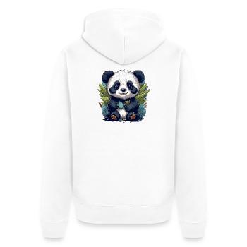 Panda im Blattwald - Unisex Premium Bio Zip Hoodie - Weiß - Hinten - Thijin (182cm)