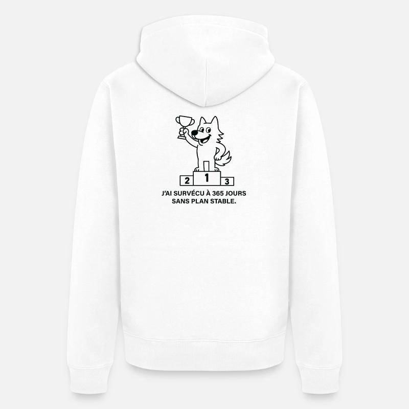 Loup vainqueur sans plan stable - Veste à capuche bio Premium Unisexe - blanc