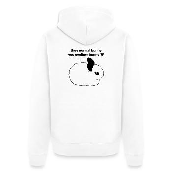 They normal bunny x you eyeliner bunny - Unisex Premium Bio Zip Hoodie - Weiß - Hinten - Thijin (182cm)