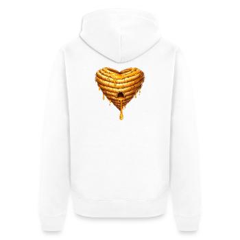 Herz Bienenkorb mit Honig Illustration  - Unisex Premium Bio Zip Hoodie - Weiß - Hinten - Thijin (182cm)