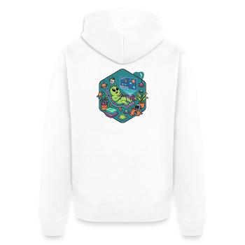 Motif de jeu drôle de gamer extraterrestre - Veste à capuche bio Premium Unisexe - blanc - Dos - Thijin (182cm)