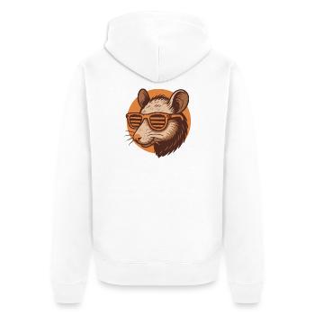 Rat avec des lunettes de soleil - Veste à capuche bio Premium Unisexe - blanc - Dos - Thijin (182cm)