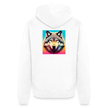 Wolf - Unisex Premium Organic Zip Hoodie - white - Back - Thijin (182cm)