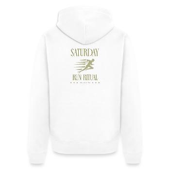 Coureur - Rituel de la course du samedi - Veste à capuche bio Premium Unisexe - blanc - Dos - Thijin (182cm)