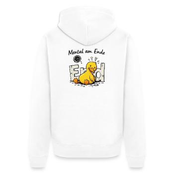 Chaos-Quietscheente  - Unisex Premium Bio Zip Hoodie - Weiß - Hinten - Thijin (182cm)