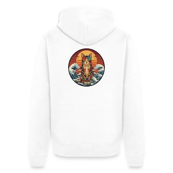 Koi-Katzen-Sonnenuntergangswellen - Unisex Premium Bio Zip Hoodie - Weiß - Hinten - Thijin (182cm)