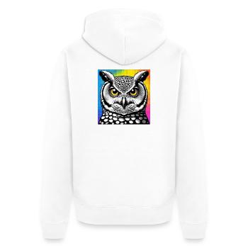 Eule - Unisex Premium Bio Zip Hoodie - Weiß - Hinten - Thijin (182cm)