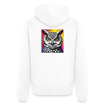 Eule - Unisex Premium Bio Zip Hoodie - Weiß - Hinten - Thijin (182cm)