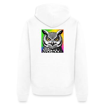 Eule - Unisex Premium Bio Zip Hoodie - Weiß - Hinten - Thijin (182cm)
