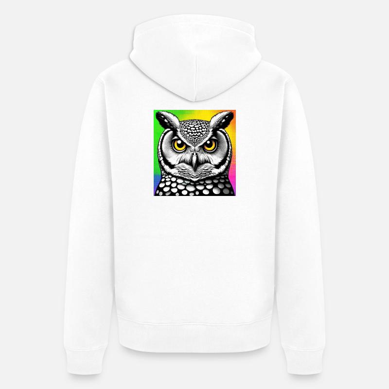 Eule - Unisex Premium Bio Zip Hoodie - Weiß