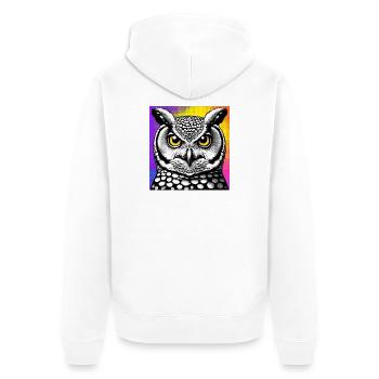 Eule - Unisex Premium Bio Zip Hoodie - Weiß - Hinten - Thijin (182cm)