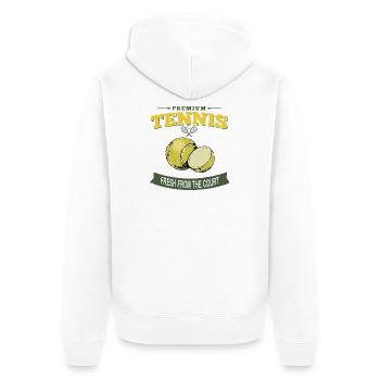 Sweat à capuche de tennis premium frais, chemise, tasse, sac - Veste à capuche bio Premium Unisexe - blanc - Dos - Thijin (182cm)