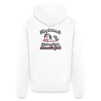 Schlafendes Einhorn Drama Spruch dramatisch - Unisex Premium Bio Zip Hoodie - Weiß - Hinten - Thijin (182cm)