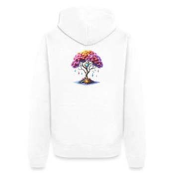 Tree of Gems and Colorful Flowers - Unisex Premium Organic Zip Hoodie - white - Back - Thijin (182cm)