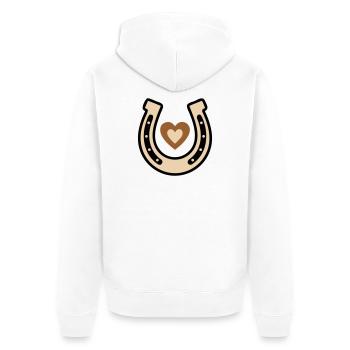 Hufeisen Herz Glücksbringer Reiten - Unisex Premium Bio Zip Hoodie - Weiß - Hinten - Thijin (182cm)