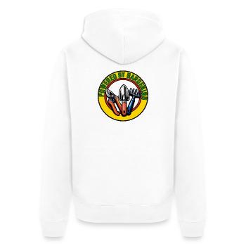 Gärtnern, Kreislogo mit Werkzeugen - Unisex Premium Bio Zip Hoodie - Weiß - Hinten - Thijin (182cm)