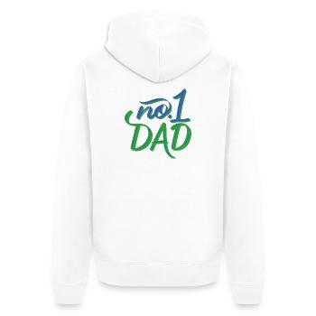 No.1 Dad – Handlettering - Unisex Premium Bio Zip Hoodie - Weiß - Hinten - Thijin (182cm)