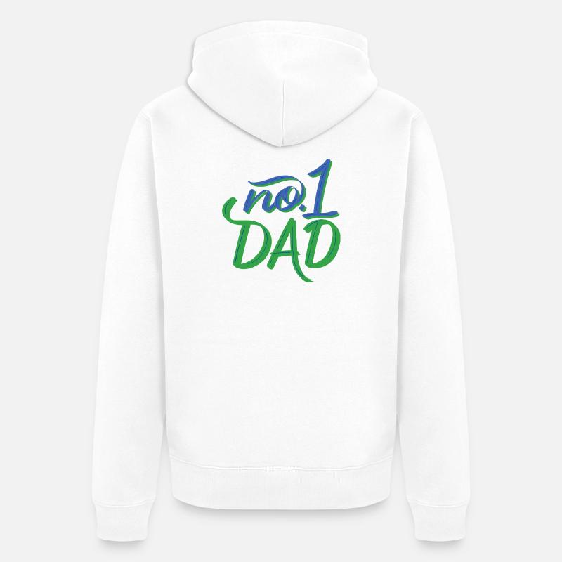 Papa n°1 – Lettrage à la main - Veste à capuche bio Premium Unisexe - blanc