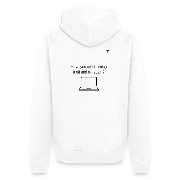 Technischer Support - Unisex Premium Bio Zip Hoodie - Weiß - Hinten - Thijin (182cm)