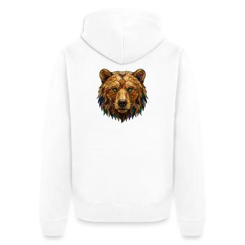 Portrait d’ours en vitrail mosaïque - Veste à capuche bio Premium Unisexe - blanc - Dos - Thijin (182cm)