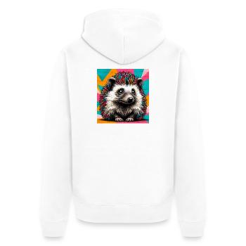 Igel - Unisex Premium Bio Zip Hoodie - Weiß - Hinten - Thijin (182cm)