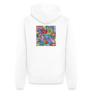 Bunte Küsse - Unisex Premium Bio Zip Hoodie - Weiß - Hinten - Thijin (182cm)