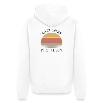 Vintage rétro de coucher de soleil de Out of the Office - Veste à capuche bio Premium Unisexe - blanc - Dos - Thijin (182cm)