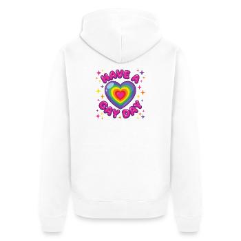 Mois de la Fierté LGBTQ - Passez une journée gay - Veste à capuche bio Premium Unisexe - blanc - Dos - Thijin (182cm)