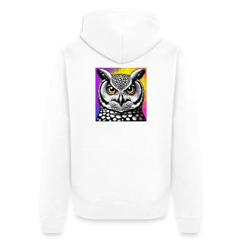 Eule - Unisex Premium Bio Zip Hoodie - Weiß - Hinten - Thijin (182cm)