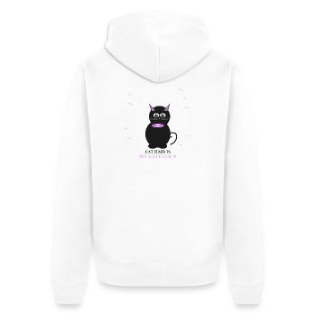 Glitzernder Katzen-Anhänger mit lila Halsband - Unisex Premium Bio Zip Hoodie - Weiß - Hinten - Thijin (182cm)