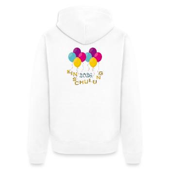 Bunte Ballons Einschulung - Unisex Premium Bio Zip Hoodie - Weiß - Hinten - Thijin (182cm)