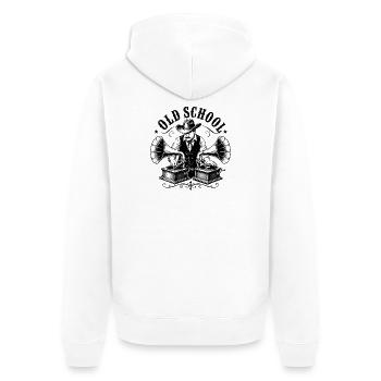 Old School DJ mit Grammophon - Unisex Premium Bio Zip Hoodie - Weiß - Hinten - Thijin (182cm)