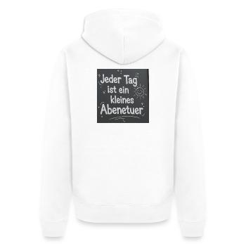 Jeder Tag ist ein kleines Abenteuer - Unisex Premium Bio Zip Hoodie - Weiß - Hinten - Thijin (182cm)