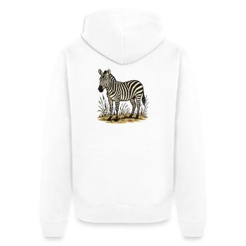Zebra - Unisex Premium Organic Zip Hoodie - white - Back - Thijin (182cm)