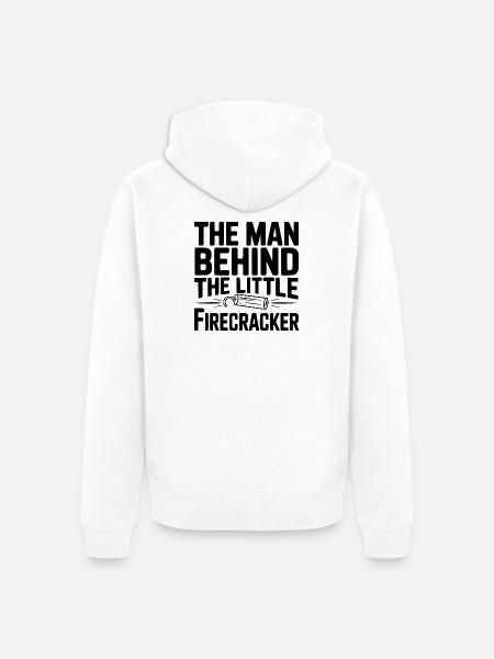Der Mann hinter dem kleinen Feuerwerkskörper - Unisex Premium Bio Zip Hoodie - Weiß