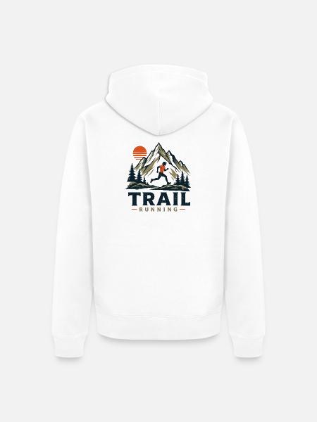 Trail Running - Unisex Premium Organic Zip Hoodie - white