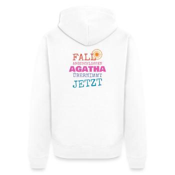 Fall Abgeschlossen – Agatha Übernimmt - Unisex Premium Bio Zip Hoodie - Weiß - Hinten - Thijin (182cm)
