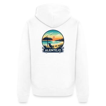 Alentejo Portugal Urlaub Erholungsreise - Unisex Premium Bio Zip Hoodie - Weiß - Hinten - Thijin (182cm)