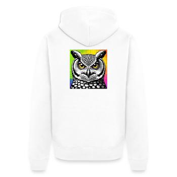 Eule - Unisex Premium Bio Zip Hoodie - Weiß - Hinten - Thijin (182cm)