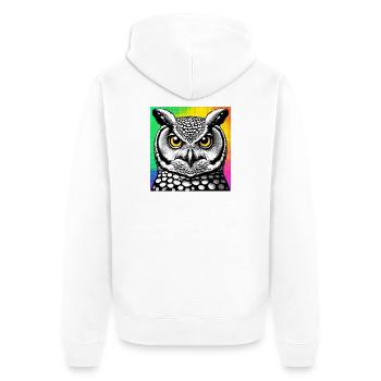 Eule - Unisex Premium Bio Zip Hoodie - Weiß - Hinten - Thijin (182cm)
