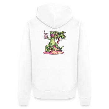 Vacances d’été Caméléon - Veste à capuche bio Premium Unisexe - blanc - Dos - Thijin (182cm)